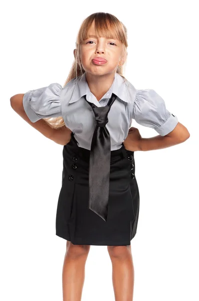 Little girl in school uniform — Stock Photo, Image