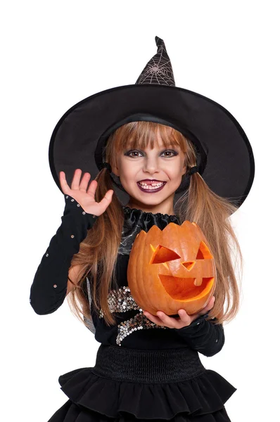 Menina em traje de Halloween — Fotografia de Stock