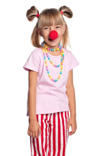 Kleines Mädchen mit Clownsnase — Stockfoto