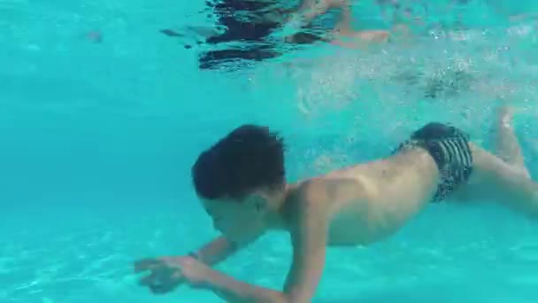 Boy in pool — Stock Footage Boy in pool Video Clip
