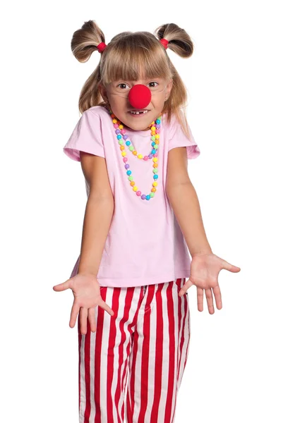 Kleines Mädchen mit Clownsnase — Stockfoto
