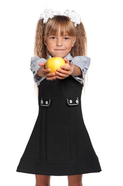 Little girl with apple — Stock Photo, Image