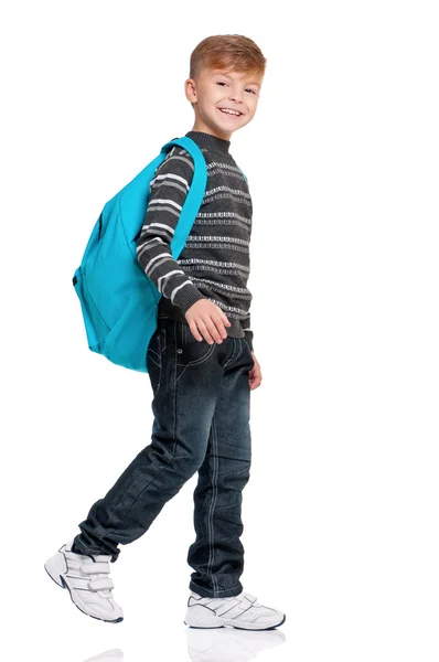 Portrait complet d'un écolier avec sac à dos — Photo
