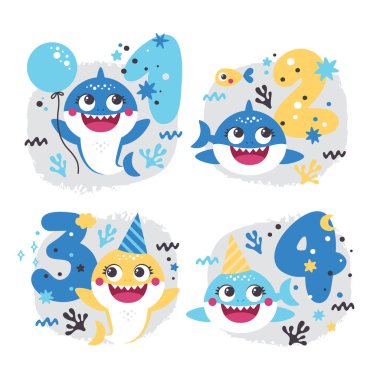 Baby Shark Birthday Free Vector Eps Cdr Ai Svg Vector Illustration Graphic Art
