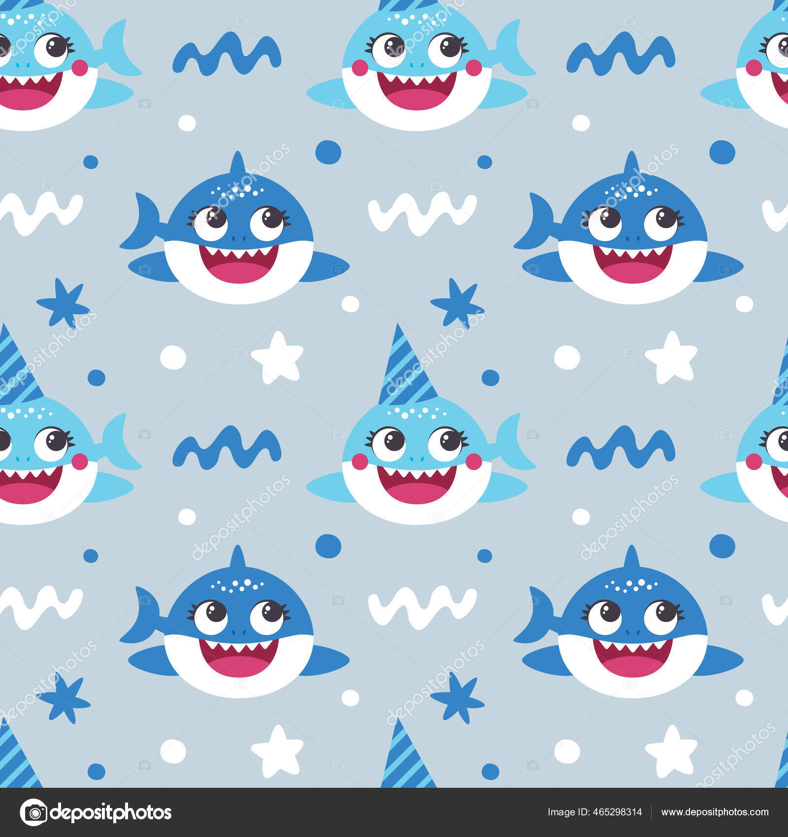 Seamless vector Pattern with Baby Shark for Birthday Stock Vector by ©anna_halizova 465298314