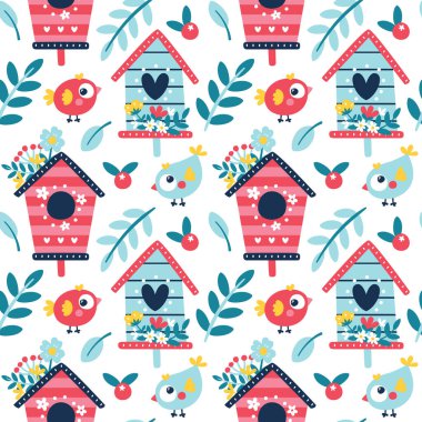 Kuş evleri, kuş evleri, çiçekler, bitkiler, dallar, böğürtlenler, yapraklar...