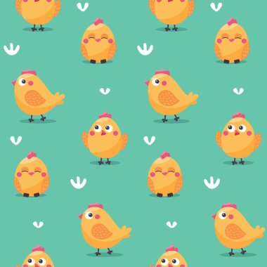 Tavuklarla dolu şirin paskalya paskalyası deseni. Mutlu Paskalyalar, kusursuz desen