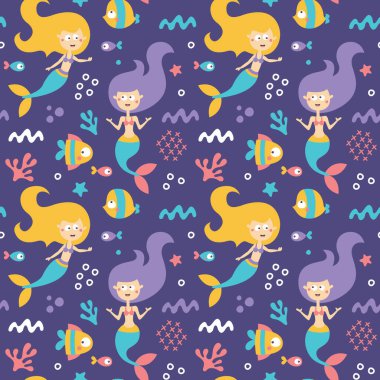 Denizkızları, balıklar, deniz yosunları ve denizin altında deniz yatağı olan kusursuz bir deniz yolu.