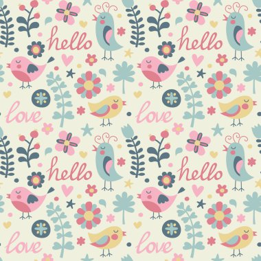 Seamless pattern with birds for kids