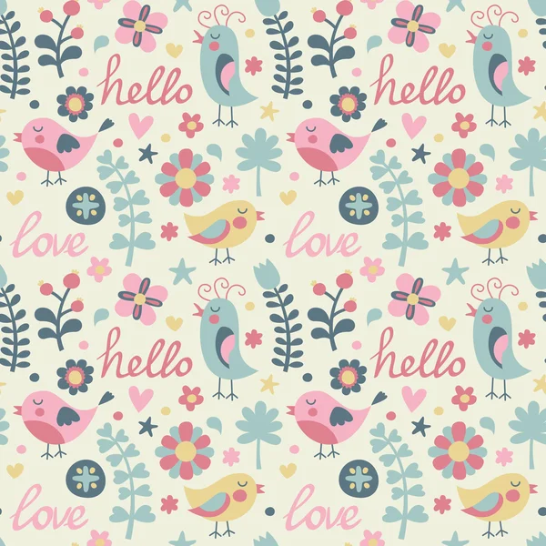 Seamless pattern with birds for kids — Stockový vektor