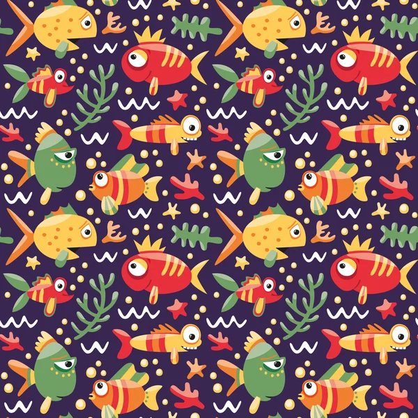 Marine seamless pattern with fishes — Stock Vector