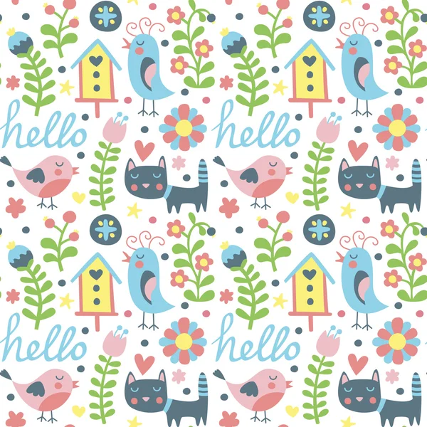 Kuş, kedi ve kuş yuvası ile Seamless Modeli