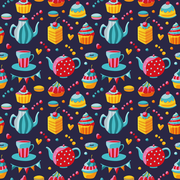 Seamless pattern with cakes