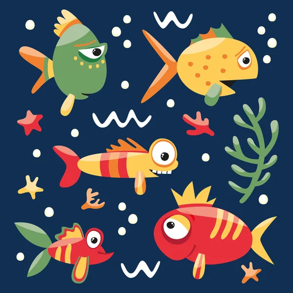 Fische und Algen — Stockvektor