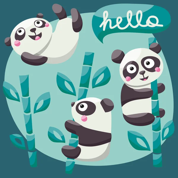Sevimli Panda ve bambu ile Merhaba ayarla