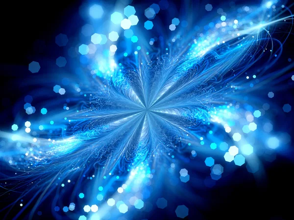 Blue glowing fractal with particles in space — Stock Photo, Image