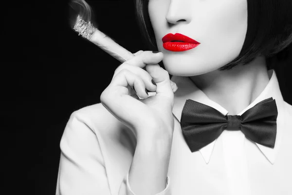 Mafia woman with selective coloring — Stock Photo, Image