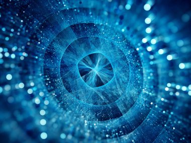 Mavi parlayan Yıldız Geçidi parçacıkları ile