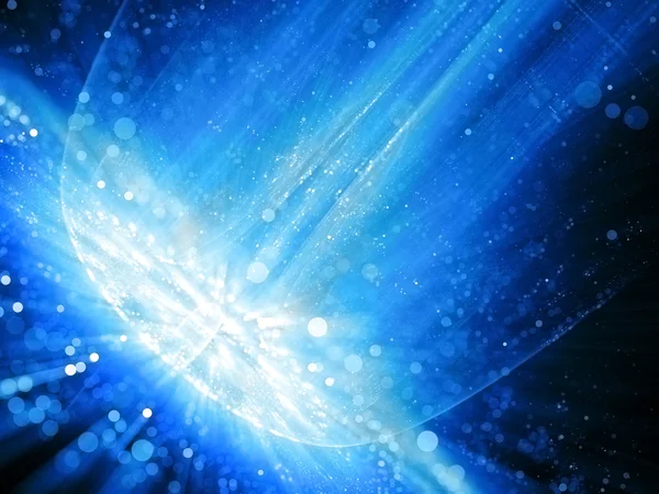 Big blue glowing impact in space — Stock Photo, Image