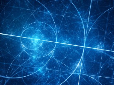 Uzayda mavi parlak fibonacci daireler