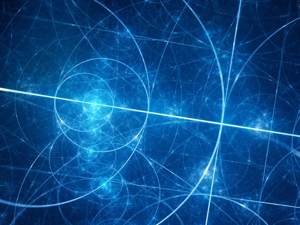 Blauwe gloeiende fibonacci cirkels in de ruimte — Stockfoto