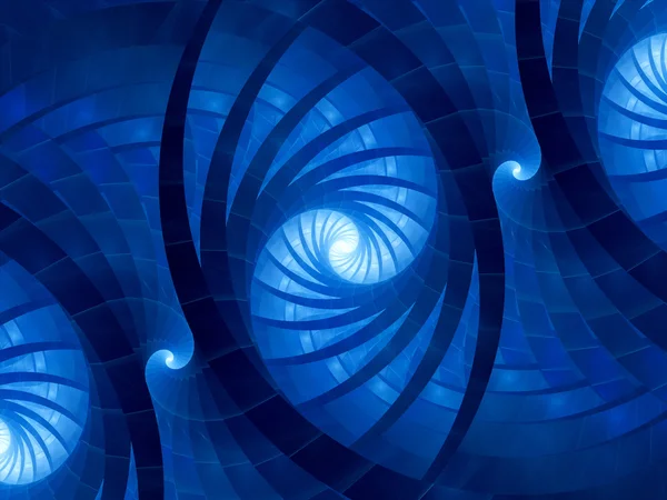 Frattali a spirale blu incandescenti — Foto Stock