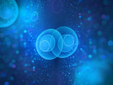 Blue glowing cell mitosis fractal clipart