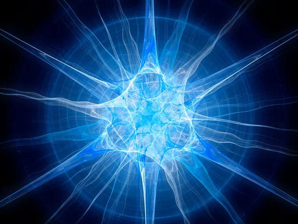 Blue glowing neuron fractal abstract background — Stock Photo, Image