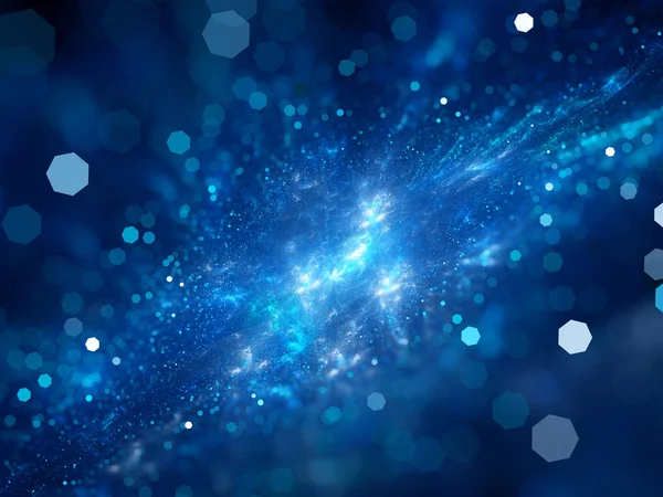 Blå glödande nebulosa i utrymme med partiklar — Stockfoto