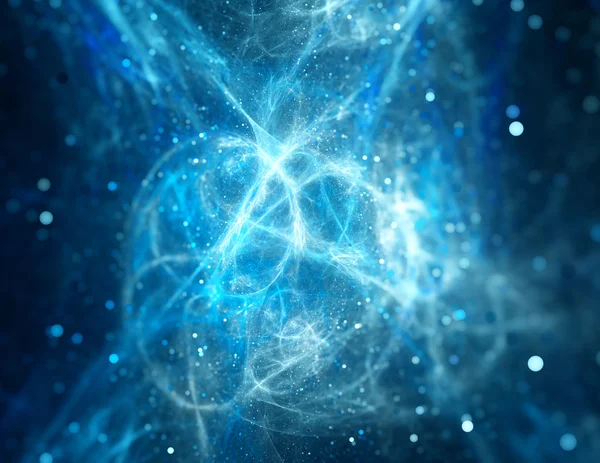 Blue glowing high power plasma with particles — Stock Photo, Image