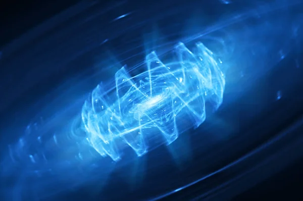 Blau Glühende Quantenwellen Funktion Computergenerierter Abstrakter Hintergrund Rendering — Stockfoto