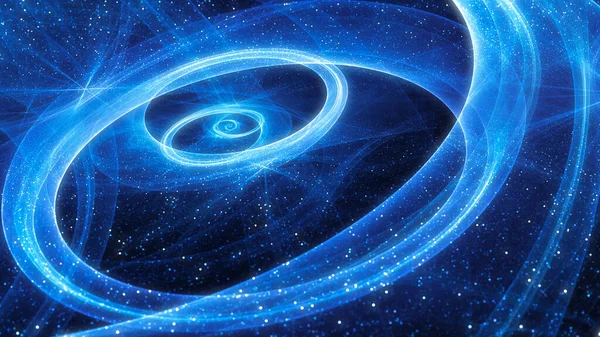 Blue Glowing Spiral Galaxy Stars Trajectories Computer Generated Abstract Background — Stock Photo, Image