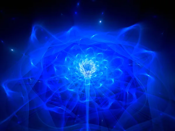Flor fractal brillante azul en el espacio — Foto de Stock