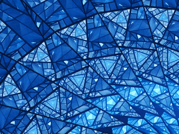 Azul brilhante fractal de vidro manchado — Fotografia de Stock
