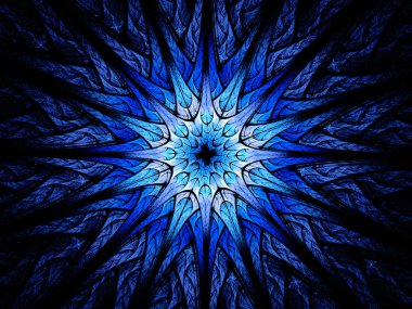 Mavi parlak fraktal yıldız şeklinde