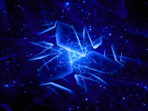 Голубой светящийся многомерный объект в пространстве — стоковое фото