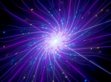 Multicolored connections in space with particles clipart