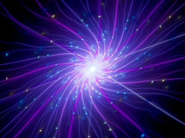 Multicolored connections in space with particles — Stock Photo, Image