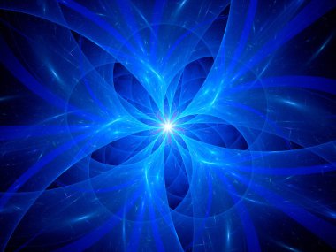 Blue glowing flower in space fractal clipart
