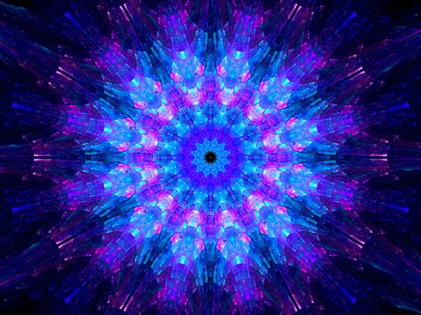 Многоцветная светящаяся фрактальная калейдоскоп мандала в космосе — стоковое фото