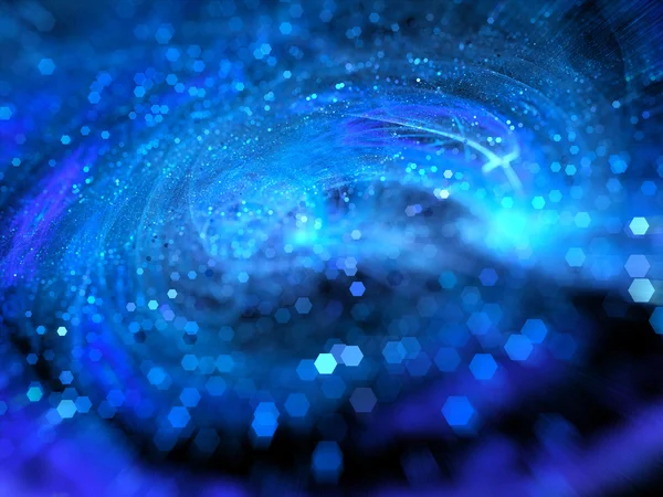 Blue glowing space background with bokeh — Stock Photo, Image