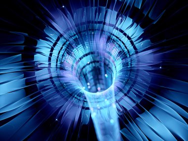 Blue glowing futuristic interstellar warp technology clipart