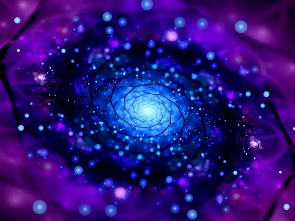 Mandala brilhante mágico no espaço fractal com partículas — Fotografia de Stock
