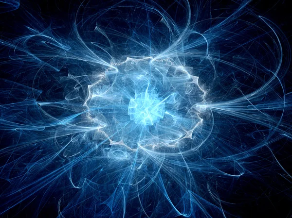 Blue glowing explosion in space — Stock Photo, Image