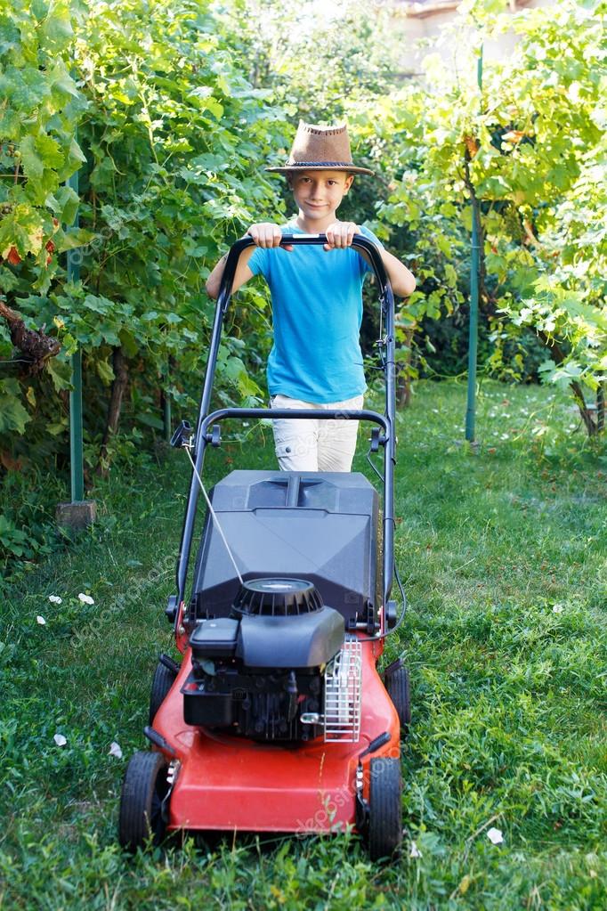 Kid Mowing The Lawn(02)