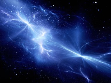 Mavi parlak enerji alanları parlak yıldız ve spa parçacıklar