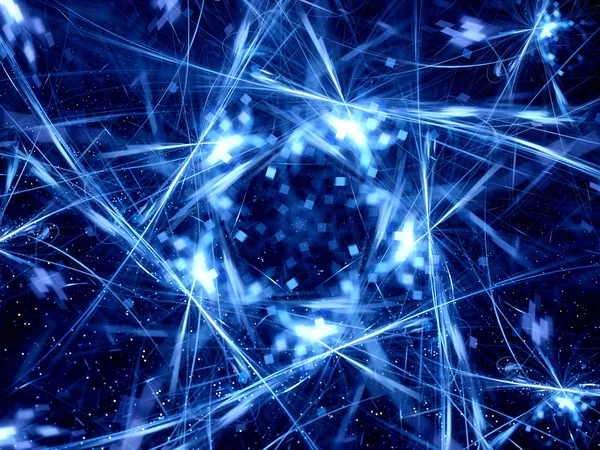Blauwe gloeiende abstracte verbindingen in de ruimte — Stockfoto
