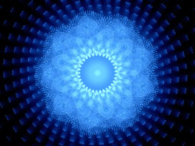 Uzayda mavi parlak oryantal mandala