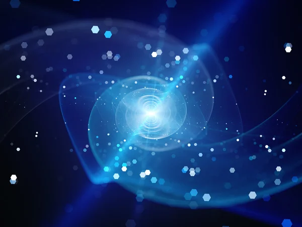 Синяя светящаяся спиральная галактика в космосе — стоковое фото