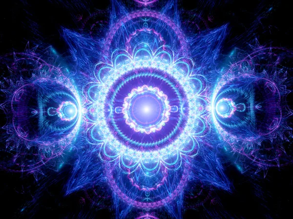 Blue glowing mandala fractal — Stock Photo, Image